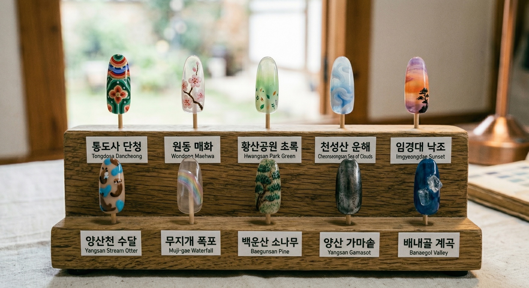 양산의 장소에서 색을 가져온 네일 디자인 아카이브